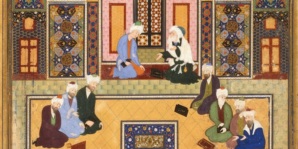 Miniature painting of madrasa discussion